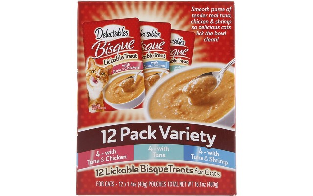  Bisque Cat Treats, 12 Pack Variety (4Tuna&Chicken, 4Tuna, 4Tuna&Shrimp)