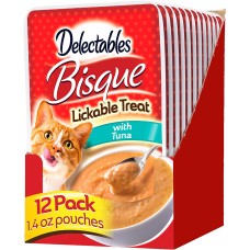 Hartz Delectables Bisque Lickable Wet Cat Treats for Adult & Senior Cats, 12 Pack, Tuna