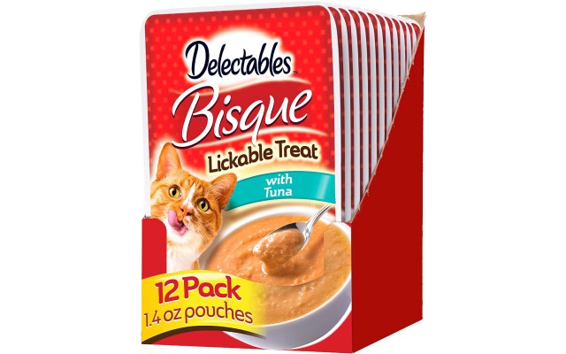  Delectables Bisque Lickable Wet Cat Treats for Adult & Senior Cats, 12 Pack, Tuna