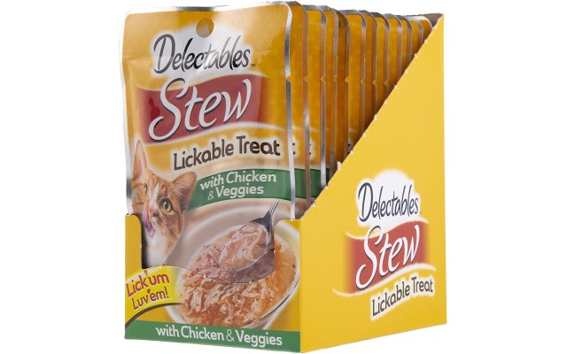  Delectables Stew Chicken & Veggies Lickable Cat Treat (Chicken & Veggies, 12 Pack)