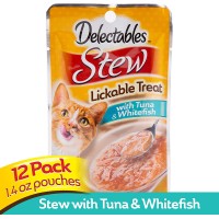 Hartz Delectables Stew Lickable Wet Cat Treats for Adult & Senior Cats (Tuna & Whitefish, Pack Of 12)