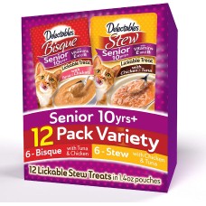 Hartz Delectables Stew Lickable Wet Cat Treats for Adult & Senior Cats (Chicken & Tuna, Pack of 12)