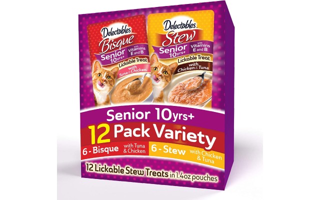  Delectables Stew Lickable Wet Cat Treats for Adult & Senior Cats (Chicken & Tuna, Pack of 12)