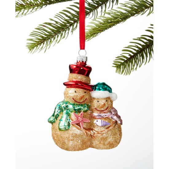  At The Beach And Seaside Sand Snowmen Ornament