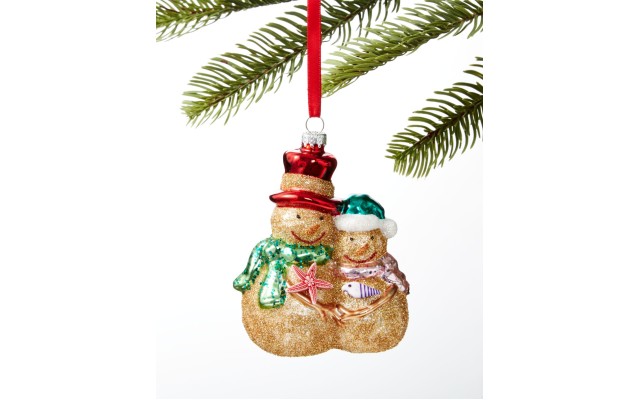  At The Beach And Seaside Sand Snowmen Ornament