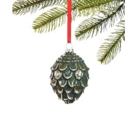 Holiday Lane Birds & Boughs Molded Glass Pine Ornament
