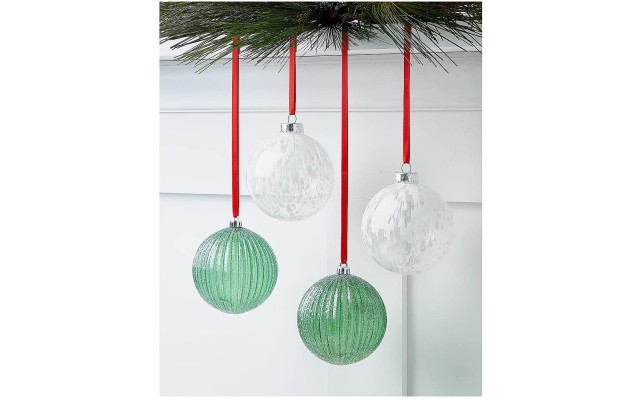  Birds & Boughs Shatterproof Ornaments, Set of 4
