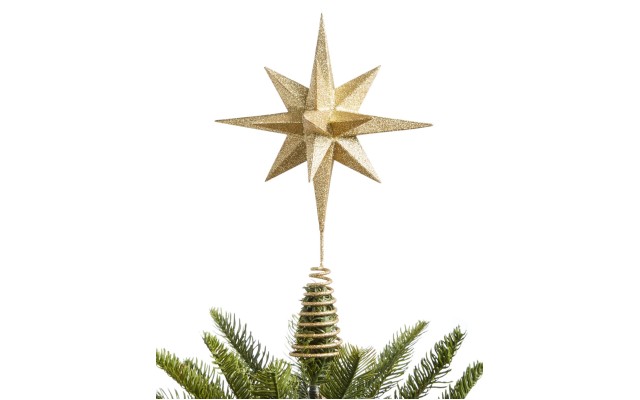  Christmas Cheer Gold Glitter Tree Topper