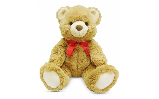 Christmas Cheer Plush Brown Bear with Red Bow