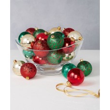 Holiday Lane Christmas Cheer Set of 30 Shatterproof Red, Green and Gold Glitter Ornaments