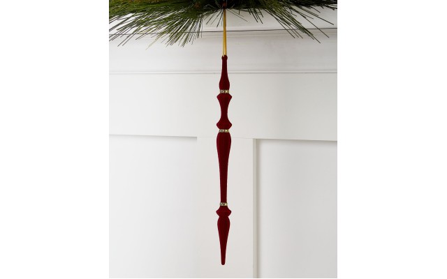  Evergreen Dreams, Burgundy Flocked Icicle Ornament