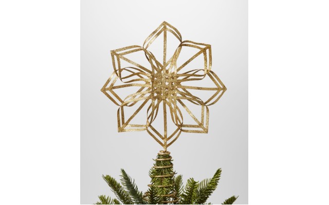  Evergreen Dreams Gold Glitter Snowflake Tree Topper