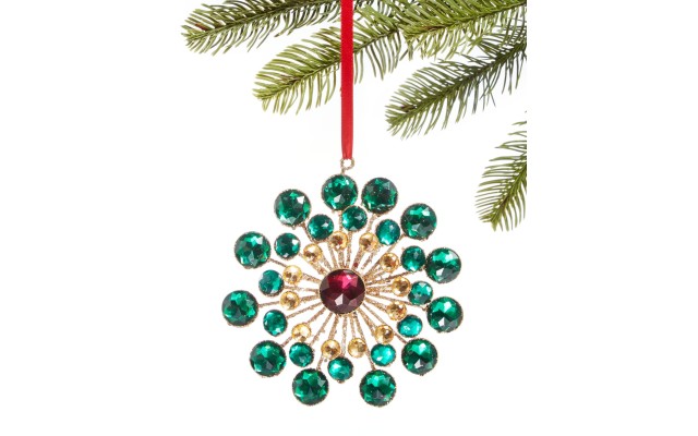 Evergreen Dreams, Jewel Embellished Snowflake Ornament