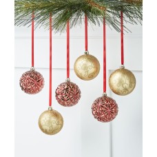 Holiday Lane Evergreen Dreams Red & Gold-Tone Shatterproof Ornaments, Set of 6