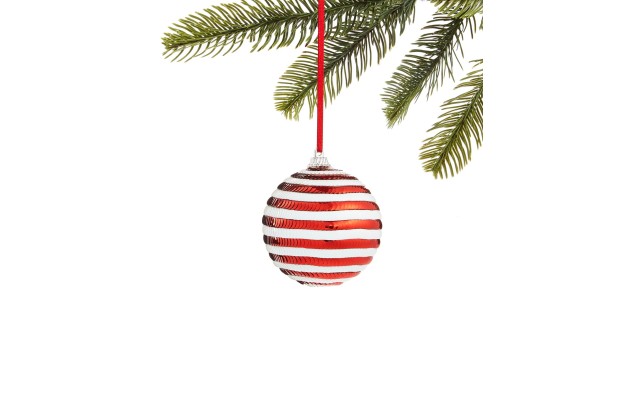  Peppermint Twist Red and White Stripe Ball Ornament