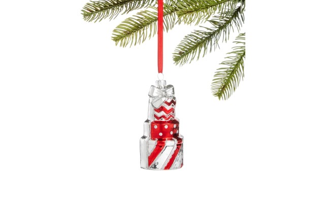  Peppermint Twist Stacked Gift Box Ornament