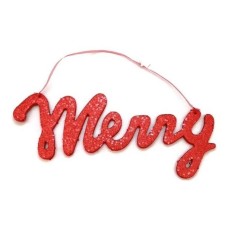 Holiday Lane Red Glitter “Merry” Christmas Tree Decoration