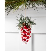 Holiday Lane Santa’s Favorites Red Pine cone Ornament