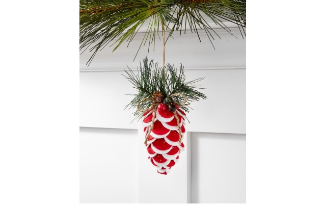  Santa’s Favorites Red Pine cone Ornament
