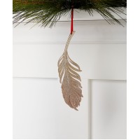 Holiday Lane Shimmer & Light, Glittered Gold-Tone Feather Ornament