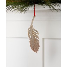 Holiday Lane Shimmer & Light, Glittered Gold-Tone Feather Ornament