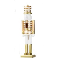 Holiday Lane Shine Bright Gold Stripe Nutcracker