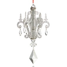 Holiday Lane Typescript Glittered Chandelier with Dangling Clear beads