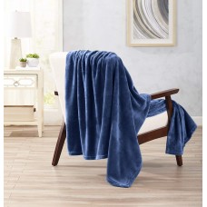 Home Fashion Designs Luxury Velvet Plush All-Seasons Soft Flannel Fleece Oversized Throw. Lightweight, Cozy and Warm (Oversized Throw 50″ x 70″, Navy)