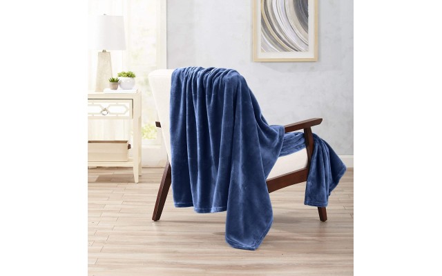 Home Fashion Designs Luxury Velvet Plush All-Seasons Soft Flannel Fleece Oversized Throw. Lightweight, Cozy and Warm (Oversized Throw 50″ x 70″, Navy)