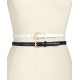  Womens 2-for-1 Skinny Belts, White/Navy, Small