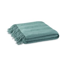 INK+IVY Reeve Luxury Ruched Throw Aqua 50×60 Premium Soft Cozy Soft Acrylic For Bed