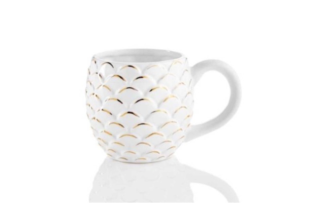  Merry And Bright Pine Cone Mug White Gold Pinecone