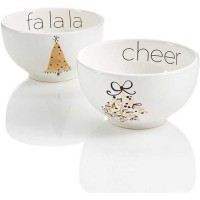 Jay Imports Merry and Bright Set of 2 Icon Bowls, Cheers and Falala