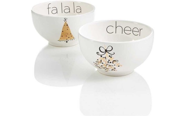  Merry and Bright Set of 2 Icon Bowls, Cheers and Falala