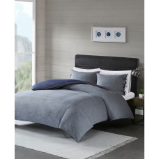 JLA Home Madison Park Raven Full/Queen 3 Piece Cotton Yarn Dye Duvet Cover Set