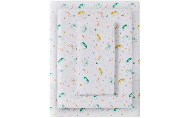 JLA  Kids Safari Polyester 3 Piece Twin Sheet Set with Storage Pocket