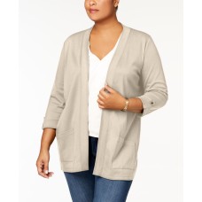 Karen Scott Womens Plus Cuffed Layering Cardigan Top