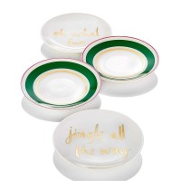 Kate Spade New York Arbor Village 6-in Tidbit/Appetizer Plates, White/Green/Gold (Set of 4)