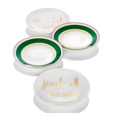 Kate Spade New York Arbor Village 6-in Tidbit/Appetizer Plates, White/Green/Gold (Set of 4)