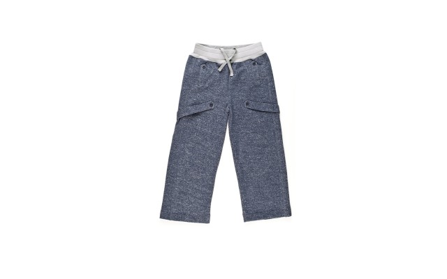  Boys Casual Denim-Looking Pants – Knee Patches, Soft Cotton, Pull-On/Drawstring Closure, Dark Denim, 2