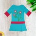  Girls Feathers Peruvian Cotton Dress – Crewneck, Short Sleeve, Heart Belt, Parrot, 5