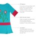  Girls Feathers Peruvian Cotton Dress – Crewneck, Short Sleeve, Heart Belt, Parrot, 5