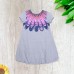  Girls Feathers Peruvian Cotton Dress – Crewneck, Short Sleeve, Heart Belt, Heather Grey, 2