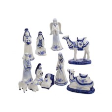 Kurt Adler 1.97-Inch by 6.7-Inch Porcelain Delft Blue 11-Piece Nativity Set