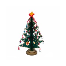 Kurt Adler Wooden Tree with Miniature Wooden Ornaments Set