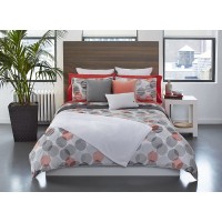Lacoste Odaiba Duvet Set, Twin, Coral/Grey