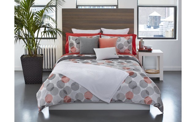  Odaiba Duvet Set, Twin, Coral/Grey