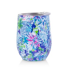 Lilly Pulitzer Stainless Steel Wine Glass Tumbler with Lid
