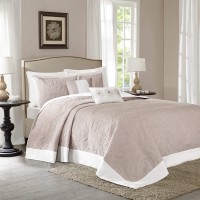 Madison Park Ashbury 5-Piece Quilted King Bedspread Set Bedding , Oversized King(120″x118″), Medallion Khaki