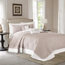 Madison Park Ashbury 5-Piece Quilted King Bedspread Set Bedding , Oversized King(120″x118″), Medallion Khaki